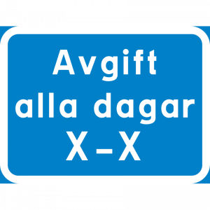 Avgift alla dagar, valfri tid